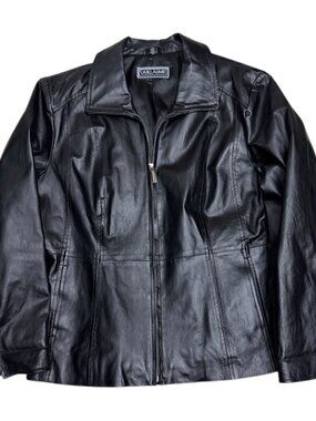 GUILLAUME Genuine Leather Luxury Designer Black Y2K Jacket Womens Large